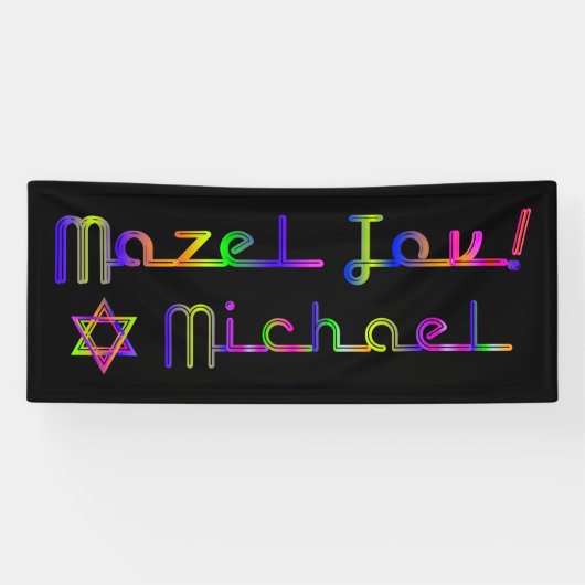 PixDezines Neon Licht Mazel Tov Banner 6'x 2,5' (Horizontaal)