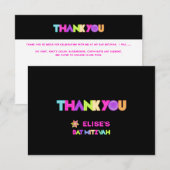 PixDezines Neon Lights Bat Mitswa Bedankt Kaart (Voorkant / Achterkant)