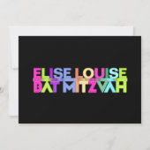 PixDezines Neon Lights Bat Mitswa Kaart (Voorkant)