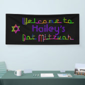 PixDezines Neon Lights Bat Mitzvah Banner 6'x2.5' (Beurs)