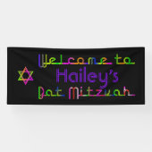 PixDezines Neon Lights Bat Mitzvah Banner 6'x2.5' (Horizontaal)