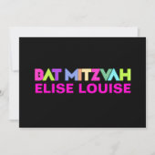 PixDezines Neon Lights Bat Mitzvah Kaart (Voorkant)