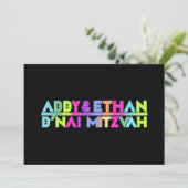 PixDezines Neon Lights B'nai Mitzvah ✡ Kaart (Staand voorkant)