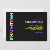 PixDezines Neon Lights B'nai Mitzvah ✡ Kaart (Achterkant)