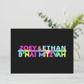 PixDezines Neon Lights B'nai Mitzvah ✡ Kaart (Staand voorkant)