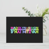 PixDezines Neon Lights B'nai Mitzvah ✡ Kaart (Staand voorkant)