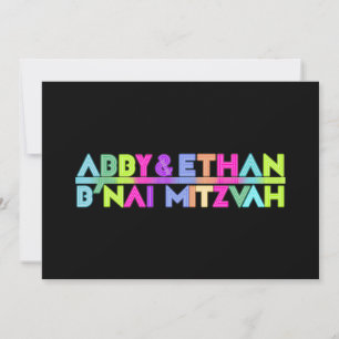 PixDezines Neon Lights B'nai Mitzvah ✡ Kaart