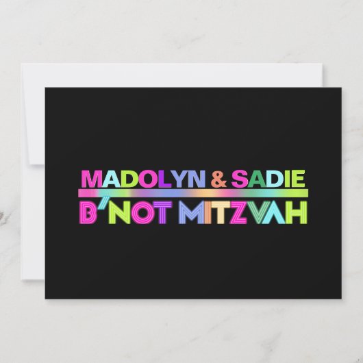 PixDezines Neon Lights B'not Mitzvah ✡ Kaart (Voorkant)