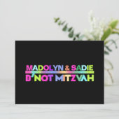 PixDezines Neon Lights B'not Mitzvah ✡ Kaart (Staand voorkant)