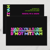PixDezines Neon Lights B'not Mitzvah ✡ Kaart (Voorkant / Achterkant)