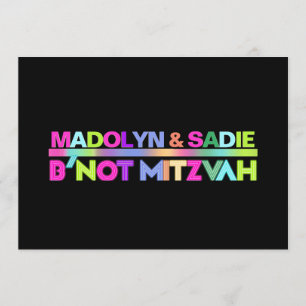 PixDezines Neon Lights B'not Mitzvah ✡ Kaart
