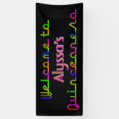 PixDezines Neon Lights Quinceanera Banner 6'x 2,5' (Verticaal)