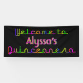 PixDezines Neon Lights Quinceanera Banner 6'x 2,5' (Horizontaal)