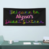 PixDezines Neon Lights Sweet 16 Banner 6'x 2,5' (Beurs)