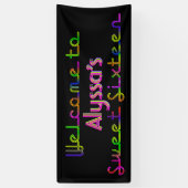 PixDezines Neon Lights Sweet 16 Banner 6'x 2,5' (Verticaal)
