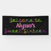 PixDezines Neon Lights Sweet 16 Banner 6'x 2,5' (Horizontaal)
