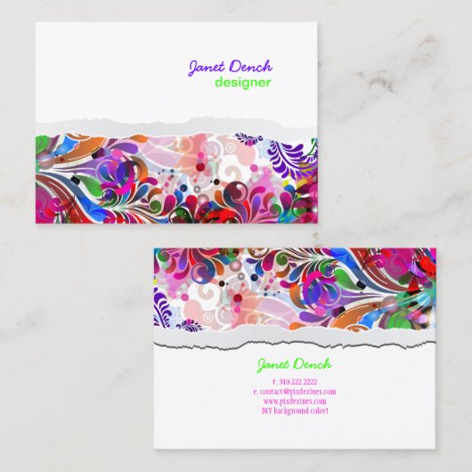PixDezines neon retro swirls/diy achtergrondkleure Visitekaartje (Voorkant / Achterkant)