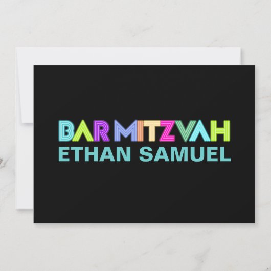 PixDezines Neon Sign Bar Mitzvah Kaart (Voorkant)