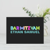 PixDezines Neon Sign Bar Mitzvah Kaart (Staand voorkant)