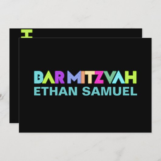 PixDezines Neon Sign Bar Mitzvah Kaart (Voorkant / Achterkant)