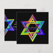 PixDezines Neon Sign Star van David/Bar Mitzvah Kaart (Voorkant / Achterkant)