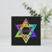 PixDezines Neon Sign Star van David/Bar Mitzvah Kaart (Staand voorkant)