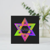 PixDezines Neon Sign Star van David/Bar Mitzvah Kaart (Staand voorkant)