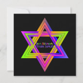 PixDezines Neon Sign Star van David/Bar Mitzvah Kaart (Voorkant)