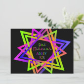 PixDezines Neon Sign Star van David/Bat Mitzvah Kaart (Staand voorkant)