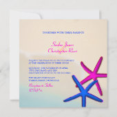 PixDezines Neon Starfish/Beach bruiloft Kaart (Achterkant)