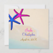PixDezines Neon Starfish/Beach bruiloft Kaart (Voorkant)