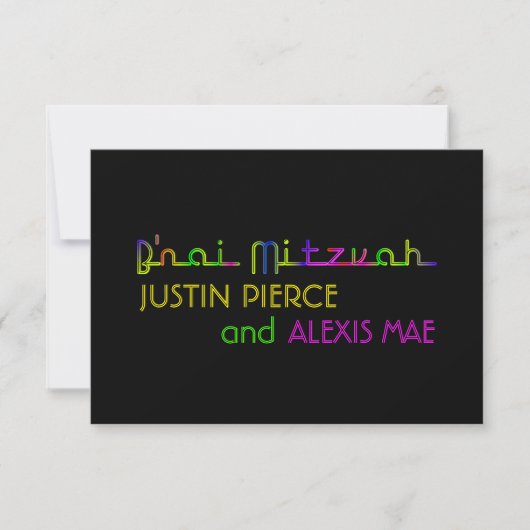 PixDezines neonlampen b'nai mitzvah Kaart (Voorkant)