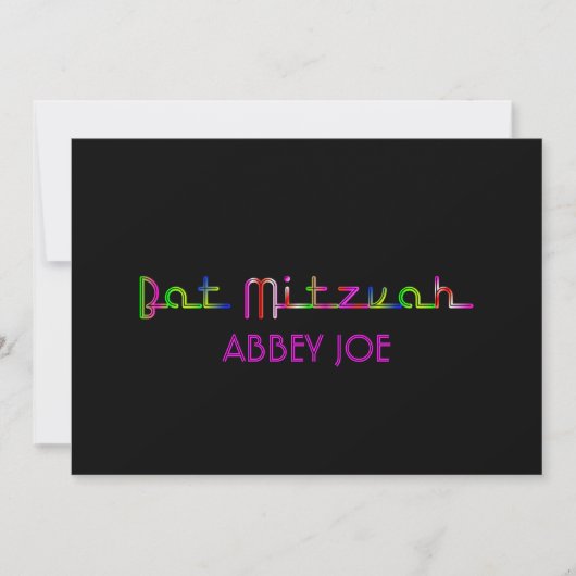 PixDezines neonlicht mitzvah Kaart (Voorkant)