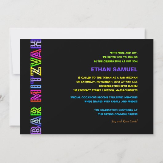 PixDezines neonlichten bar mitswa Kaart (Achterkant)