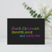PixDezines neonlichten b'not mitzvah Kaart (Staand voorkant)