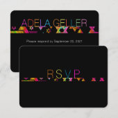 PixDezines neons/typografie/bar mitzvah RSVP Uitno Kaart (Voorkant / Achterkant)