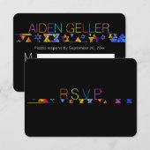 PixDezines neons/typografie/bar mitzvah RSVP Uitno Kaart (Voorkant / Achterkant)