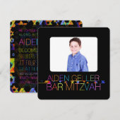 PixDezines neons/typografie/bar mitzvah Uitnodigin Kaart (Voorkant / Achterkant)