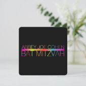 PixDezines neons/typografie/bat mitzvah Kaart (Staand voorkant)