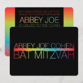 PixDezines neons/typografie/bat mitzvah Kaart (Voorkant / Achterkant)
