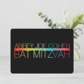 PixDezines neons/typografie/bat mitzvah Kaart (Staand voorkant)