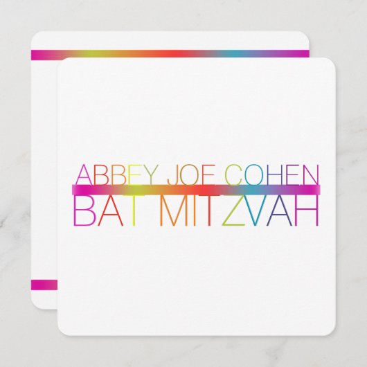 PixDezines neons/typografie/bat mitzvah Kaart (Voorkant / Achterkant)