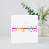 PixDezines neons/typografie/bat mitzvah Kaart (Staand voorkant)