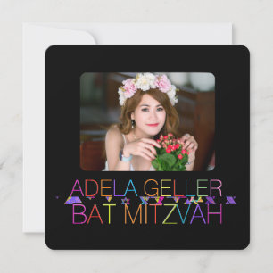 PixDezines neons/typografie/bat mitzvah Uitnodigin Kaart