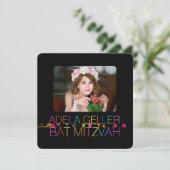 PixDezines neons/typografie/bat mitzvah Uitnodigin Kaart (Staand voorkant)