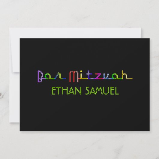 PixDezines neonverlichting bar mitzvah Kaart (Voorkant)