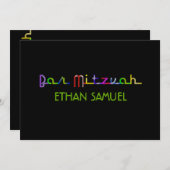 PixDezines neonverlichting bar mitzvah Kaart (Voorkant / Achterkant)