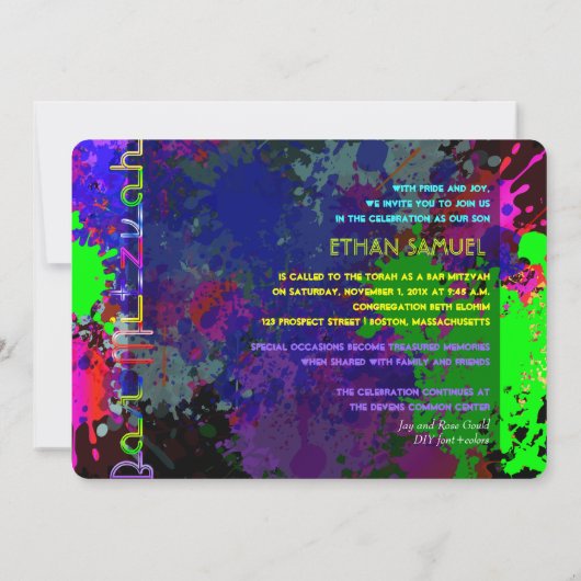PixDezines neonverlichting/stadslang/bar mitzvah Kaart (Achterkant)