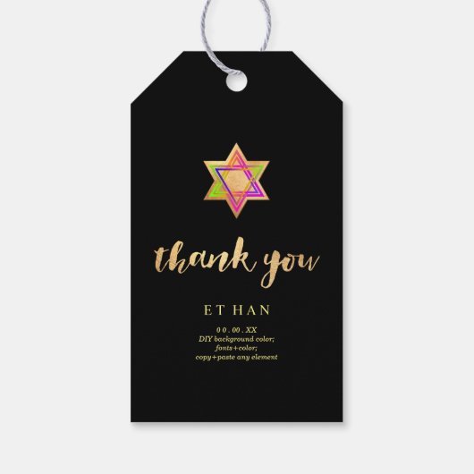PixDezines Neonverlichting Ster van David Bar Mitz Cadeaulabel (Achterkant)