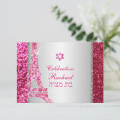 PixDezines nep glans eiffel/mitzvah viering Kaart (Staand voorkant)